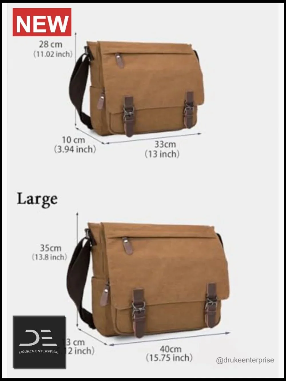Vintage Canvas Messenger Bag Shoulder Bag Large Travel Crossbody 15inch Laptop
